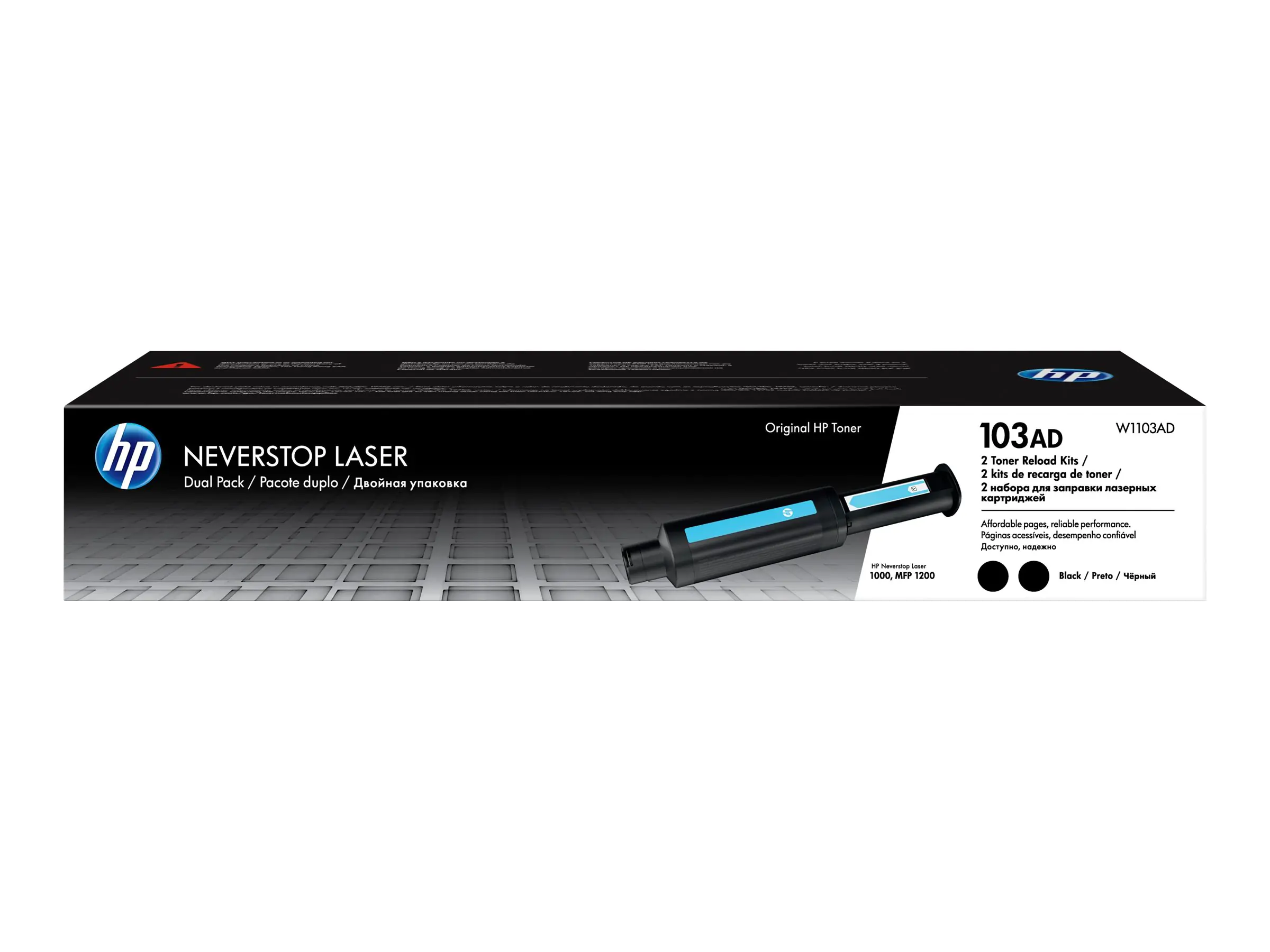 HP 103AD Reload Kit - 2er-Pack - Schwarz - Tonernachfüllung - für Neverstop Laser 1000a, 1000n, 1000w, MFP 1200a, MFP 1200n, MFP 1200nw, MFP 1200w