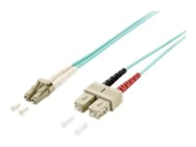 equip Pro - Patch-Kabel - SC/UPC Multi-Modus (M) bis LC/UPC Multi-Modus (M) - 15 m - Glasfaser - Duplex - 50/125 Mikrometer - OM3 - halogenfrei - Türkis