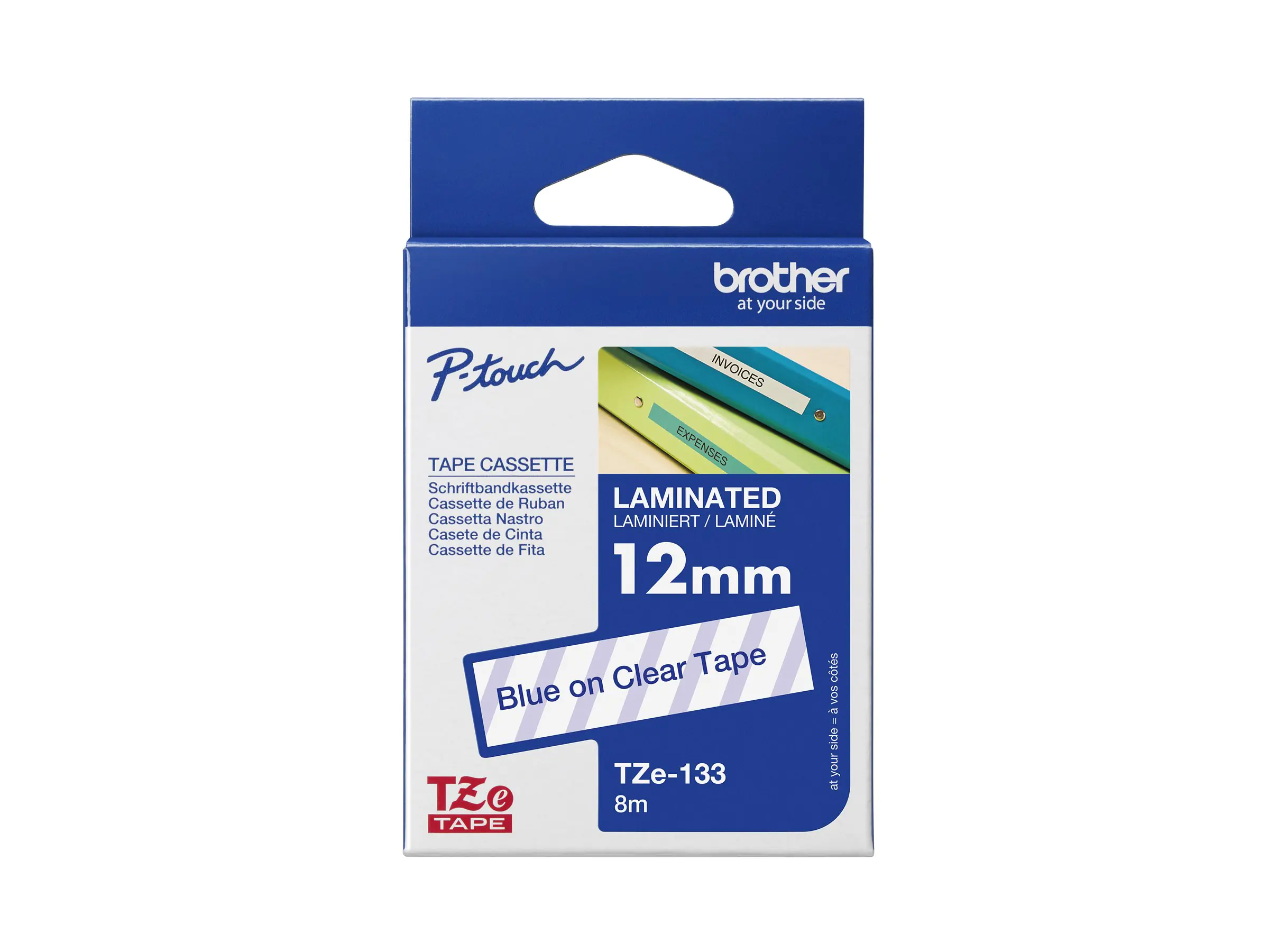 P-touch Schriftbandkassette TZE133 12mmx8m bl auf fl