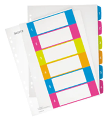 Leitz Register WOW 12420000 DIN A4 1-6 volle Höhe PP farbig