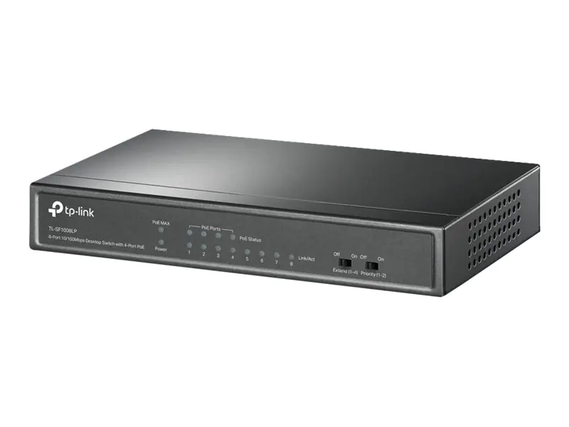 TP-Link TL-SF1008LP - V1 - Switch - unmanaged - 8 x 10/100 (4 PoE) - Desktop, wandmontierbar - PoE (41 W)