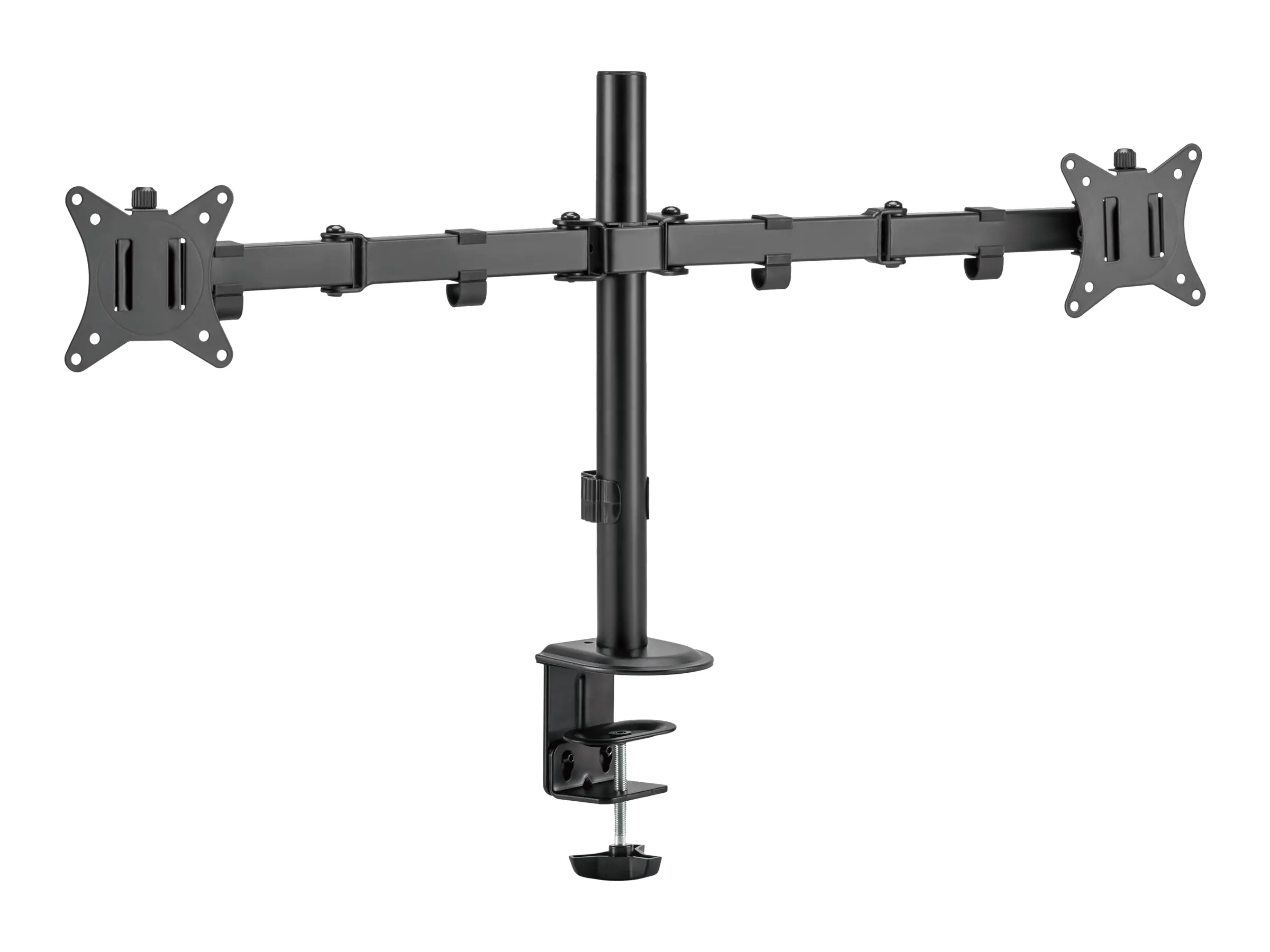 equip - Befestigungskit (Klammer, Tischplattenbohrung, Tischmontage, Klammer) - neigbar - für 2 LCD-/Plasma-Konsolen - Kunststoff, stainless steel - Schwarz - Bildschirmgröße: 43.2-81.3 cm (17"-32")