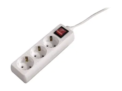 Hama - Steckdosenleiste - Wechselstrom 230 V - 3500 Watt - Ausgangsanschlüsse: 3 - 5 m Schnur - weiß