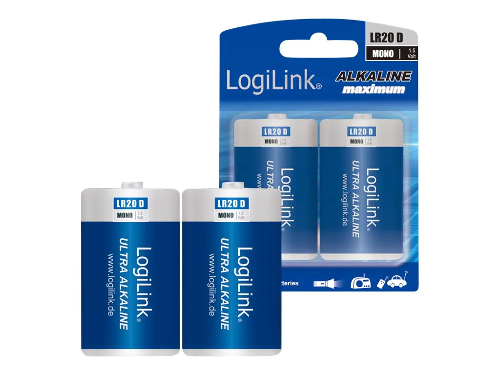 LogiLink Mono - Batterie 2 x D - Alkalisch