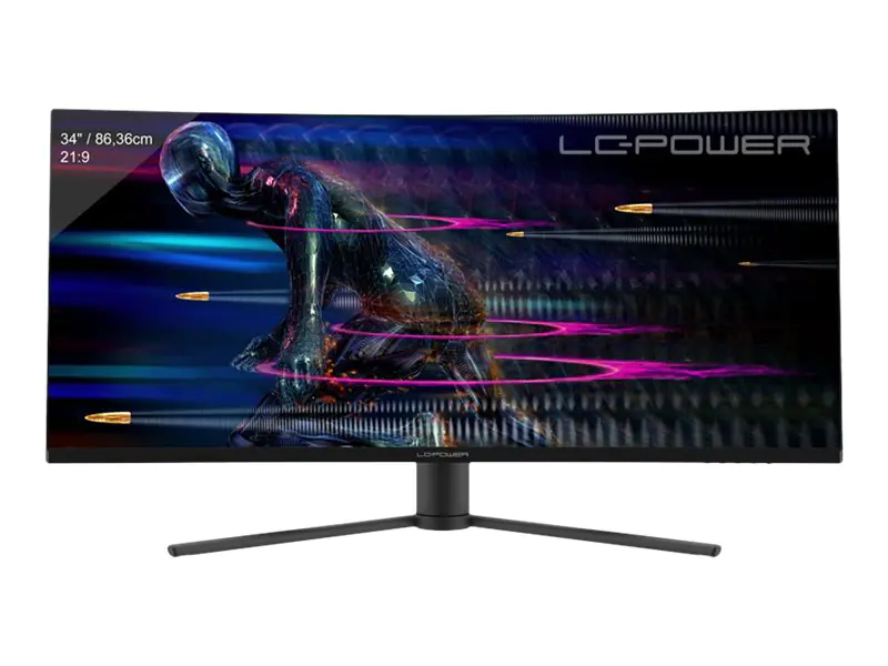 LC Power LC-M34-UWQHD-165-C - LED-Monitor - Gaming - gebogen - 86.36 cm (34") - 3440 x 1440 UWQHD @ 165 Hz - VA - 350 cd/m² - 3000:1 - HDR400 - 1 ms - 2xHDMI, 2xDisplayPort - Schwarz