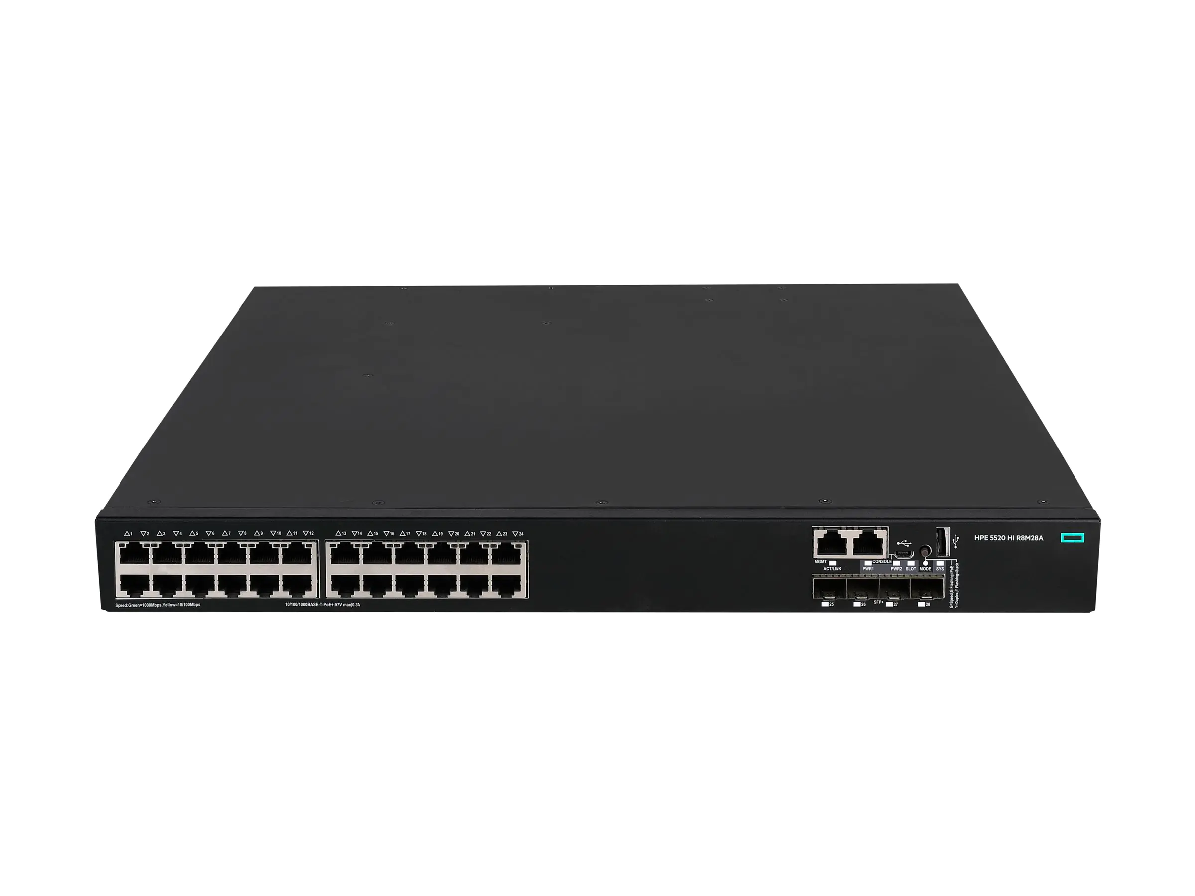 HPE Networking Comware 5520HI 24p 10/100/1000BASE-T 4p SFP+ 1G/10G 1-slot TAA Switch - Switch - 1 Steckplatz für Erweiterungsmodul - L3 - managed - 24 x 10/100/1000Base-T + 4 x 1 Gigabit / 10 Gigabit SFP+ (Uplink / Stacking) S3K91A