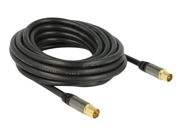 Delock - Antennenkabel - IEC-Anschluss (M) bis IEC-Anschluss (W) - 5 m - 85 dB - Schwarz