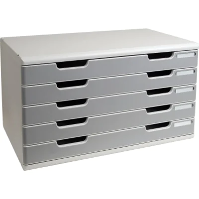 Exacompta Schubladenbox MODULO 5 Schubladen DIN A3+ Polystyrol Gehäusefarbe: lichtgrau Farbe der Schublade: steingrau