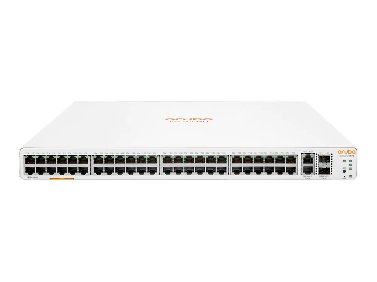 HPE Aruba Instant On 1960 48G 2XGT 2SFP+ Switch - Switch - L2+ - Smart - 48 x 10/100/1000 + 2 x 10 Gigabit SFP+ + 2 x 10 Gigabit Ethernet - Desktop, an Rack montierbar