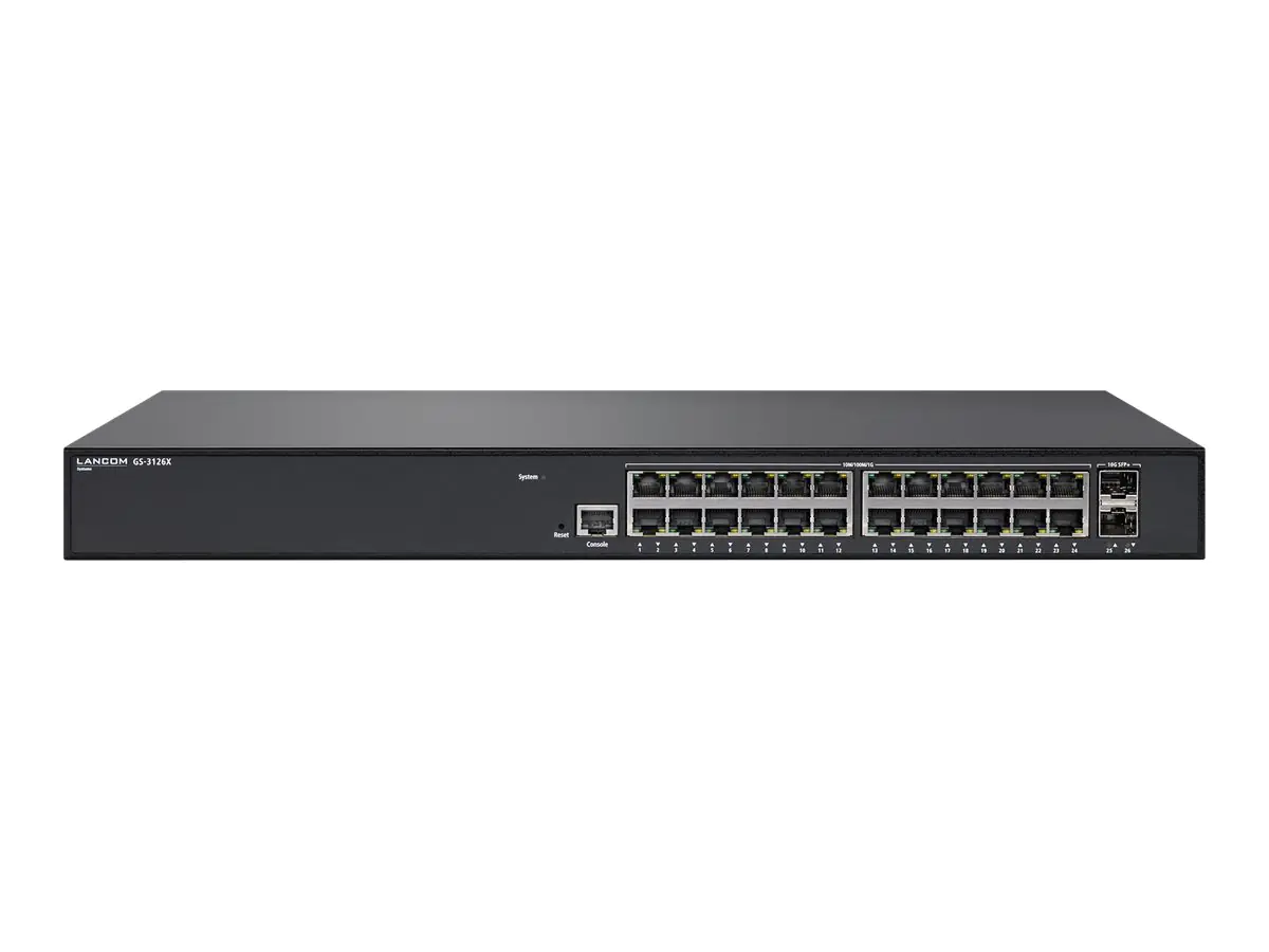 LANCOM GS-3126X - Switch - L3 Lite - managed - 24 x 10/100/1000 + 2 x 10 Gigabit SFP+ (Uplink) - an Rack montierbar