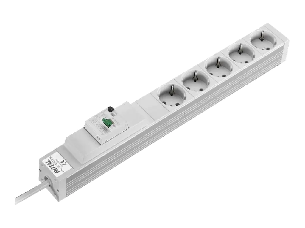 Rittal Socket Strip - Steckdosenleiste (in Rack montierbar/extern) - Wechselstrom 230 V - Ausgangsanschlüsse: 5 (power CEE 7/3) 7240.280