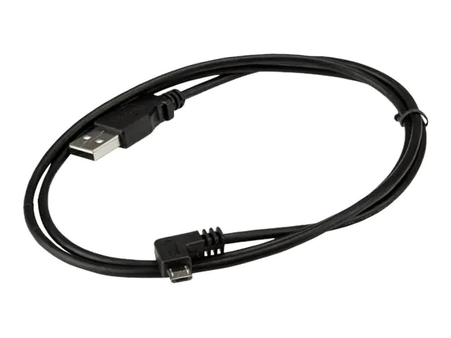 StarTech Micro USB Lade/Sync-Kabel - St/St - Micro USB rechtsgewinkelt - 1m - USB auf Micro USB Ladekabel - USB-Kabel - Micro-USB Typ B (M) zu USB (M) - USB 2.0 - 1 m - rechts-gewinkelter Stecker - Schwarz - für P/N: USB2PCARBK, USB2PCARBKS, USBEXTAA10BK,