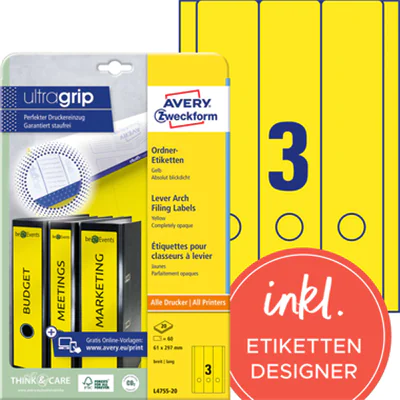 Avery Zweckform Ordneretikett L4755-20 lang/breit ge 60 St./Pack. Avery Zweckform Ordneretikett L4755-20 lang/breit ge 60 St./Pack.