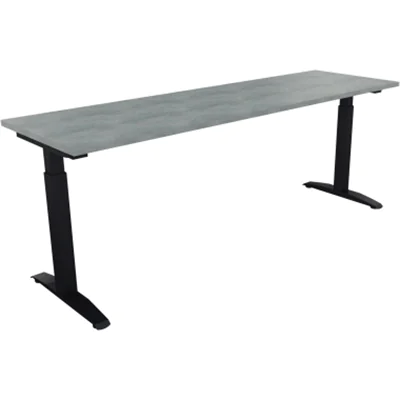 Schreibtisch Kufe Einzels. Quadrat B2000xT600xH650-850 an/Beton hell