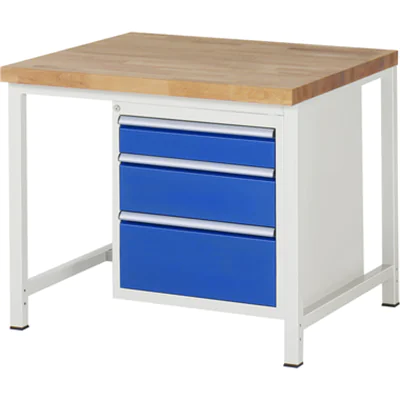 RAU Werkbank 8000 1.000 x 840-1.040 x 900 mm (B x H x T) enzianblau lichtgrau