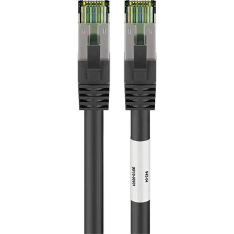 goobay - Netzwerkkabel - RJ-45 (M) zu RJ-45 (M) - 2 m - SFTP, PiMF - CAT 8.1 - halogenfrei, geformt, rund, verseilt - Schwarz