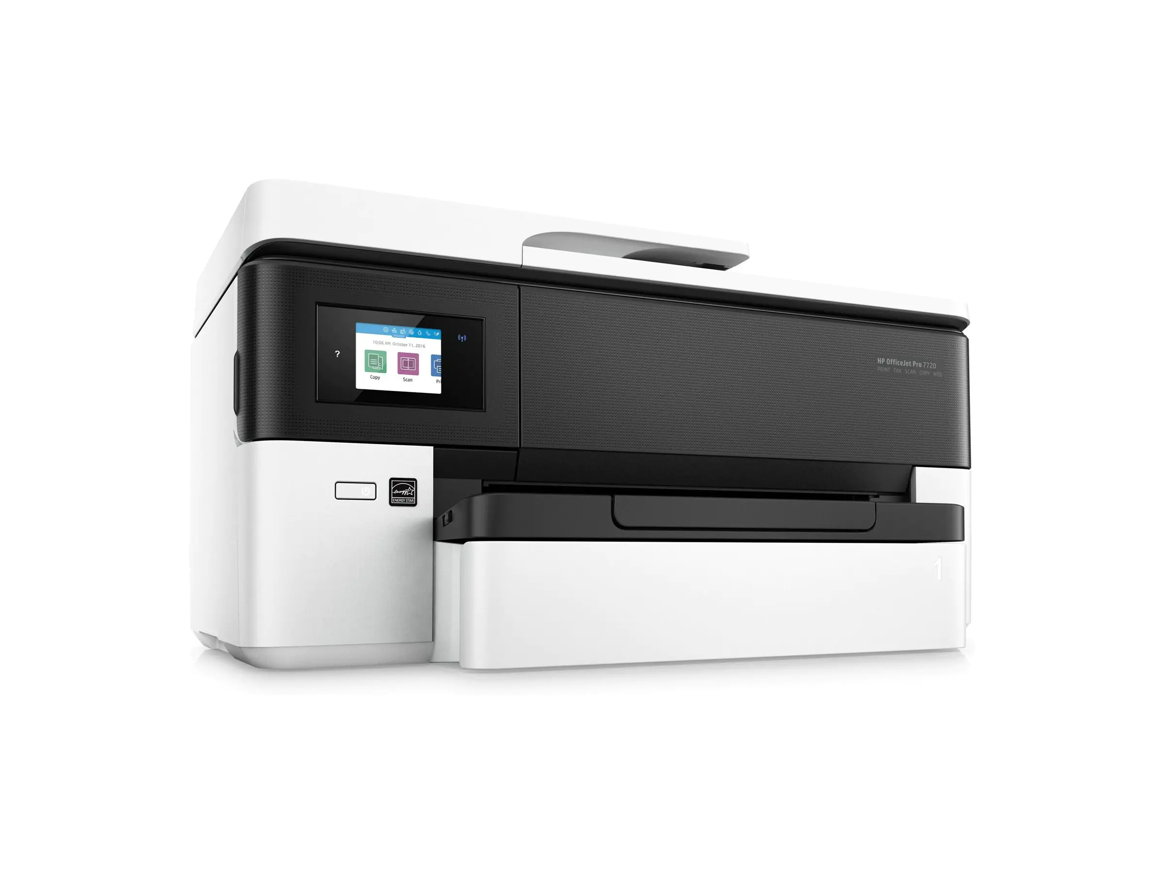 HP Officejet Pro 7720 Wide Format All-in-One - Multifunktionsdrucker - Farbe - Tintenstrahl - 216 x 356 mm (Original) - A3 (Medien) - bis zu 18 Seiten/Min. (Kopieren) - bis zu 22 Seiten/Min. (Drucken) - 250 Blatt - 33.6 Kbps - USB 2.0, LAN, Wi-Fi(n), USB-