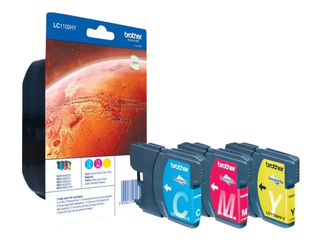 Brother LC1100HY Rainbow Pack - Hohe Ergiebigkeit - Gelb, Cyan, Magenta - Original - Blister mit akustischem/elektromagnetischem Alarm - Tintenpatrone - für Brother DCP-6690CW, MFC-5890CN, MFC-5895CW, MFC-6490CW, MFC-6890CDW Brother LC1100HY Rainbow Pack - Hohe Ergiebigkeit - Gelb, Cyan, Magenta - Original - Blister mit akustischem/elektromagnetischem Alarm - Tintenpatrone - für Brother DCP-6690CW, MFC-5890CN, MFC-5895CW, MFC-6490CW, MFC-6890CDW