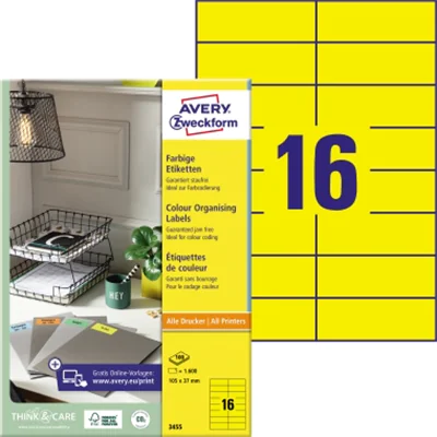 Avery Zweckform Universaletikett 3455 105x37mm gelb 1600 St./Pack. Avery Zweckform Universaletikett 3455 105x37mm gelb 1600 St./Pack.