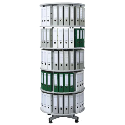 Ordnersäule 80cm 2,03m 5 Etagen 120 Ordner drehbar lichtgrau