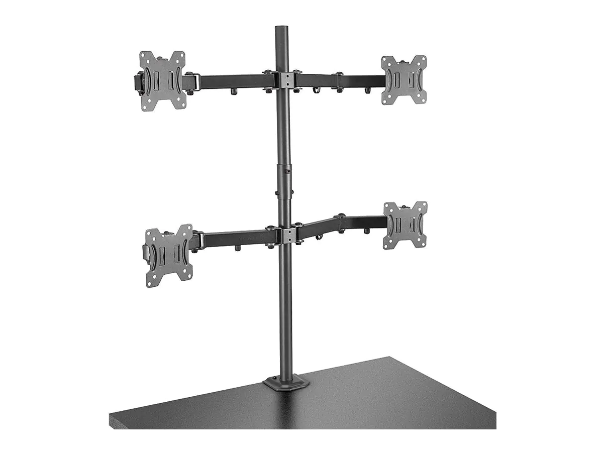 Lindy Quad Display Bracket w/ Pole & Desk Clamp - Befestigungskit - einstellbarer Arm - für 4 Monitore - Stahl - Schwarz - Bildschirmgröße: 43.2-71 cm (17"-28") 40659