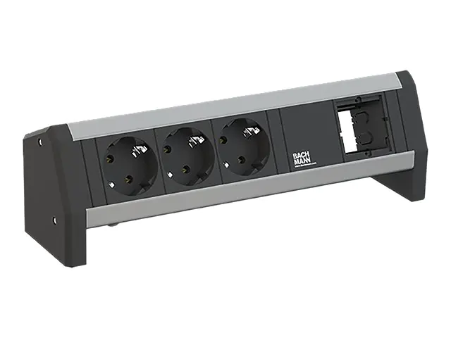 Bachmann DESK 1 - Steckdosenleiste - Wechselstrom 250 V - Eingabe, Eingang GST18i3 - Ausgangsanschlüsse: 3 (3 x Stecker CEE 7/3) - 1 m Schnur - Schwarz, RAL 9005 Bachmann DESK 1 - Steckdosenleiste - Wechselstrom 250 V - Eingabe, Eingang GST18i3 - Ausgangsanschlüsse: 3 (3 x Stecker CEE 7/3) - 1 m Schnur - Schwarz, RAL 9005