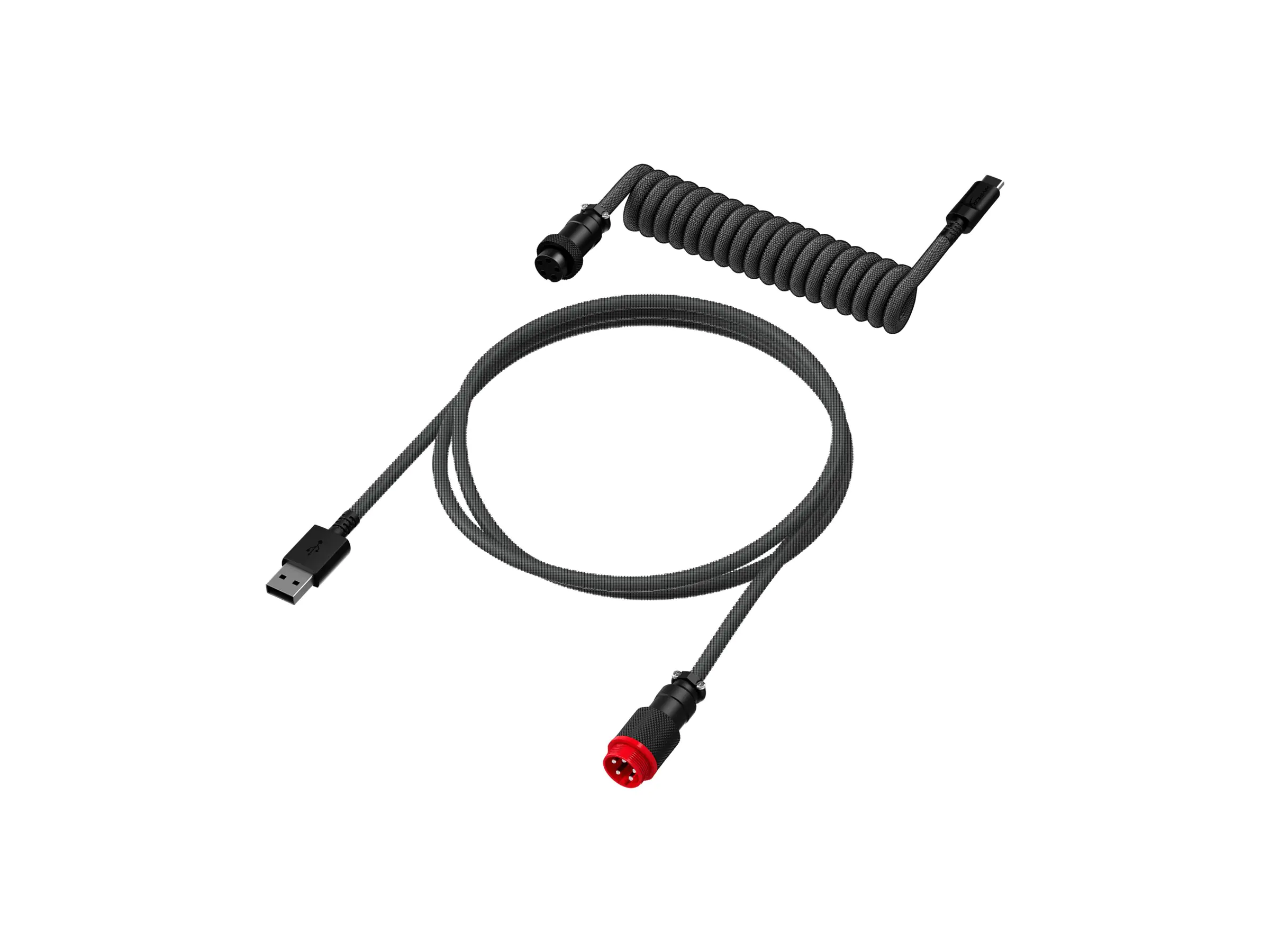 HyperX USB-Kabel - 1.37 m - gewickelt - grau -schwarz