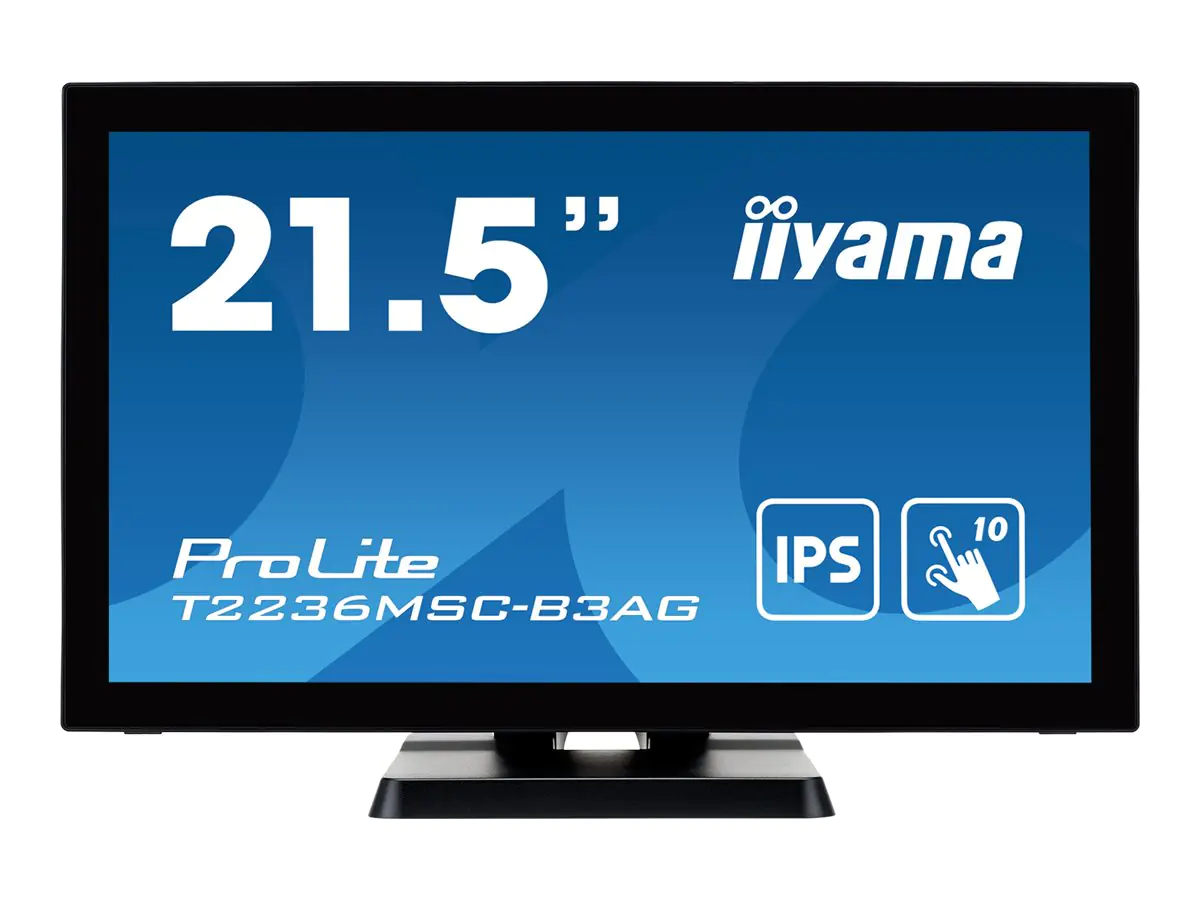 iiyama ProLite T2236MSC-B3AG - LED-Monitor - 54.7 cm (21.5") - Touchscreen - 1920 x 1080 Full HD (1080p) - IPS - 250 cd/m² - 1000:1 - 5 ms - HDMI, VGA, DisplayPort - Lautsprecher - mattschwarz