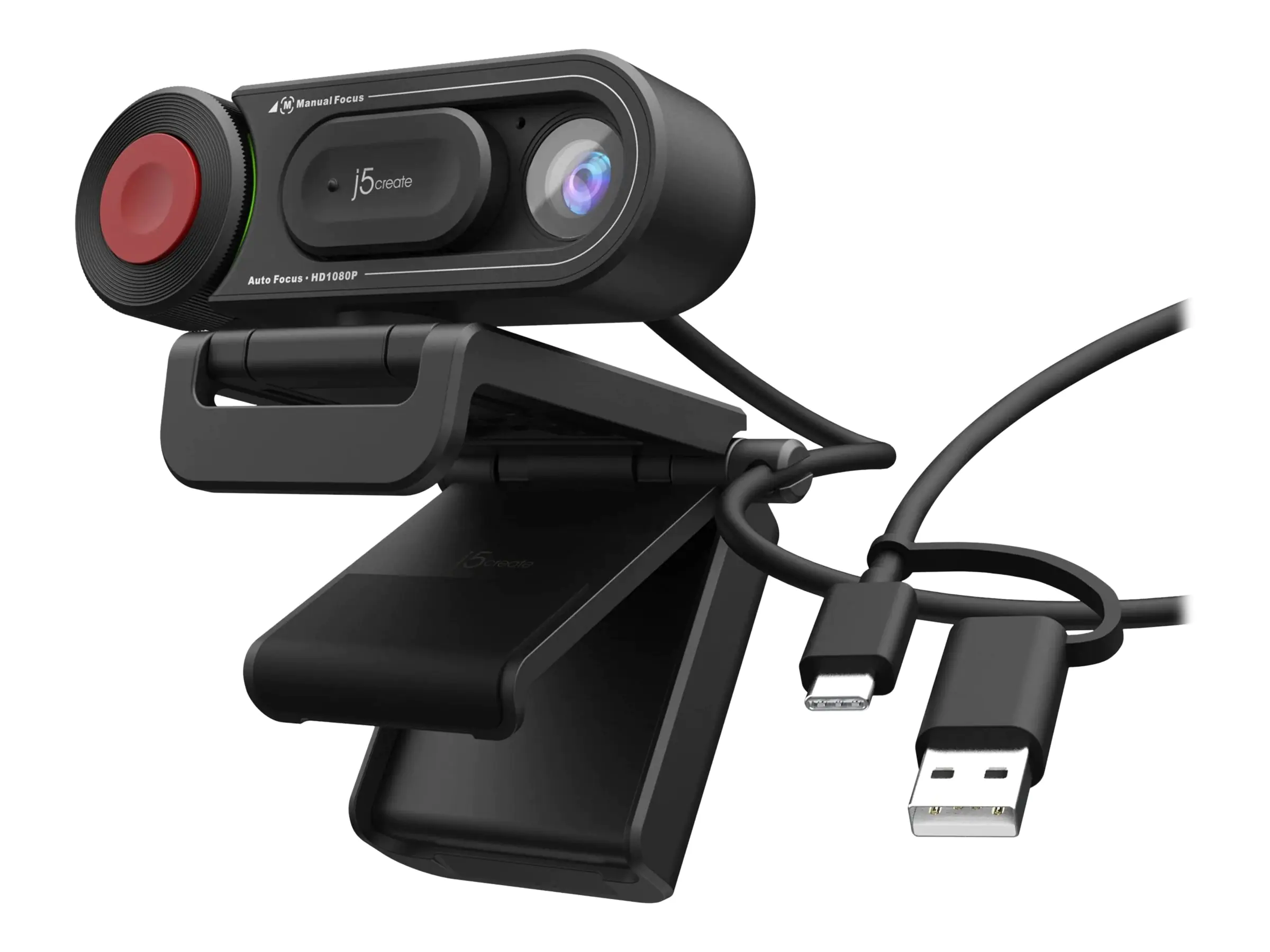 J5Create JVU250 - Webcam - Farbe - 2 MP - 1920 x 1080 - Audio - USB 2.0 / USB-C - MJPEG, H.264, YUV2 - Gleichstrom 5 V