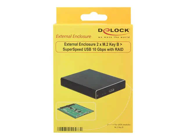 Delock External Enlosure 2 x M.2 Key B to Superspeed USB - Schnittstellenadapter - M.2 - RAID 0, 1 - USB 3.1 (Gen 2) - Schwarz