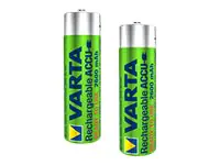 Varta Batterien AA, wiederaufladbar, 2 Stück, Recharge Accu Power, Akku, 2600 mAh Ni-MH, ohne Memory Effekt, vorgeladen, sofort einsatzbereit, Wiederaufladbarer Akku, AA, Nickel-Metallhydrid (NiMH), 1,2 V, 2 Stück(e), 2600 mAh 05716101402