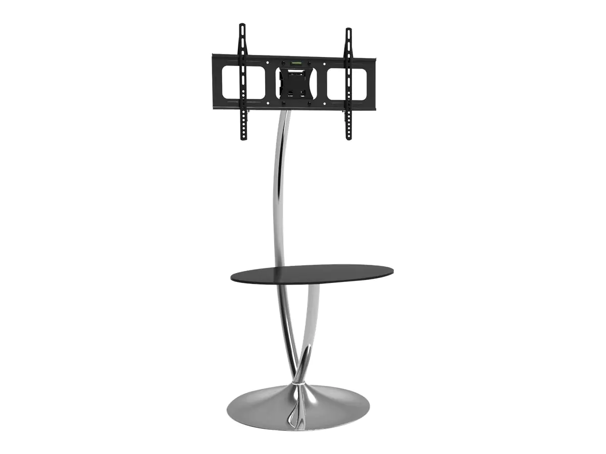 Techly Floor Support with Round Base and Shelf - Aufstellung - für LCD-Display - Glas, Chrom - Schwarz, Silber - Bildschirmgröße: 81.3-177.8 cm (32"-70") ICA-TR13