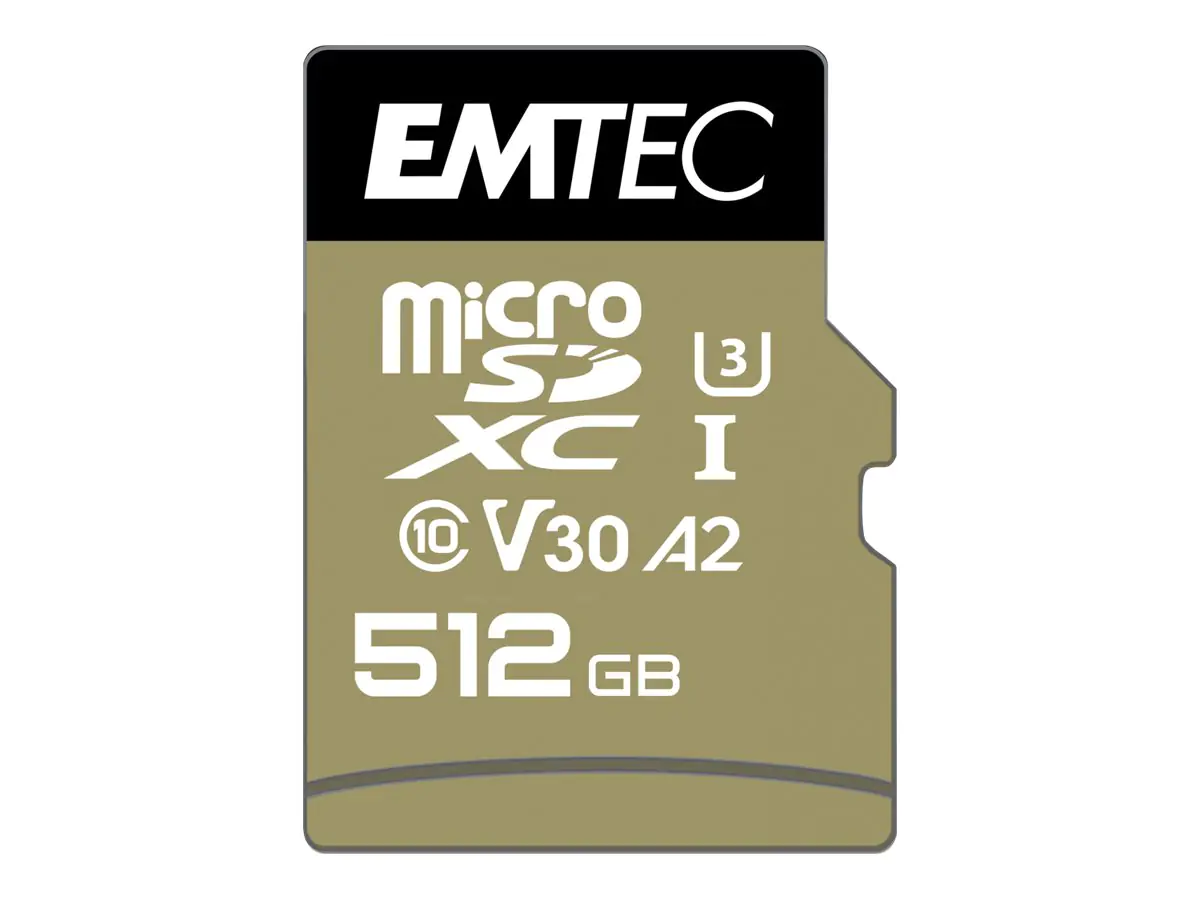 EMTEC SpeedIN' PRO - Flash-Speicherkarte (SD-Adapter inbegriffen) - 512 GB - A2 / Video Class V30 / UHS-I U3 / Class10 - 670x - microSDXC UHS-I