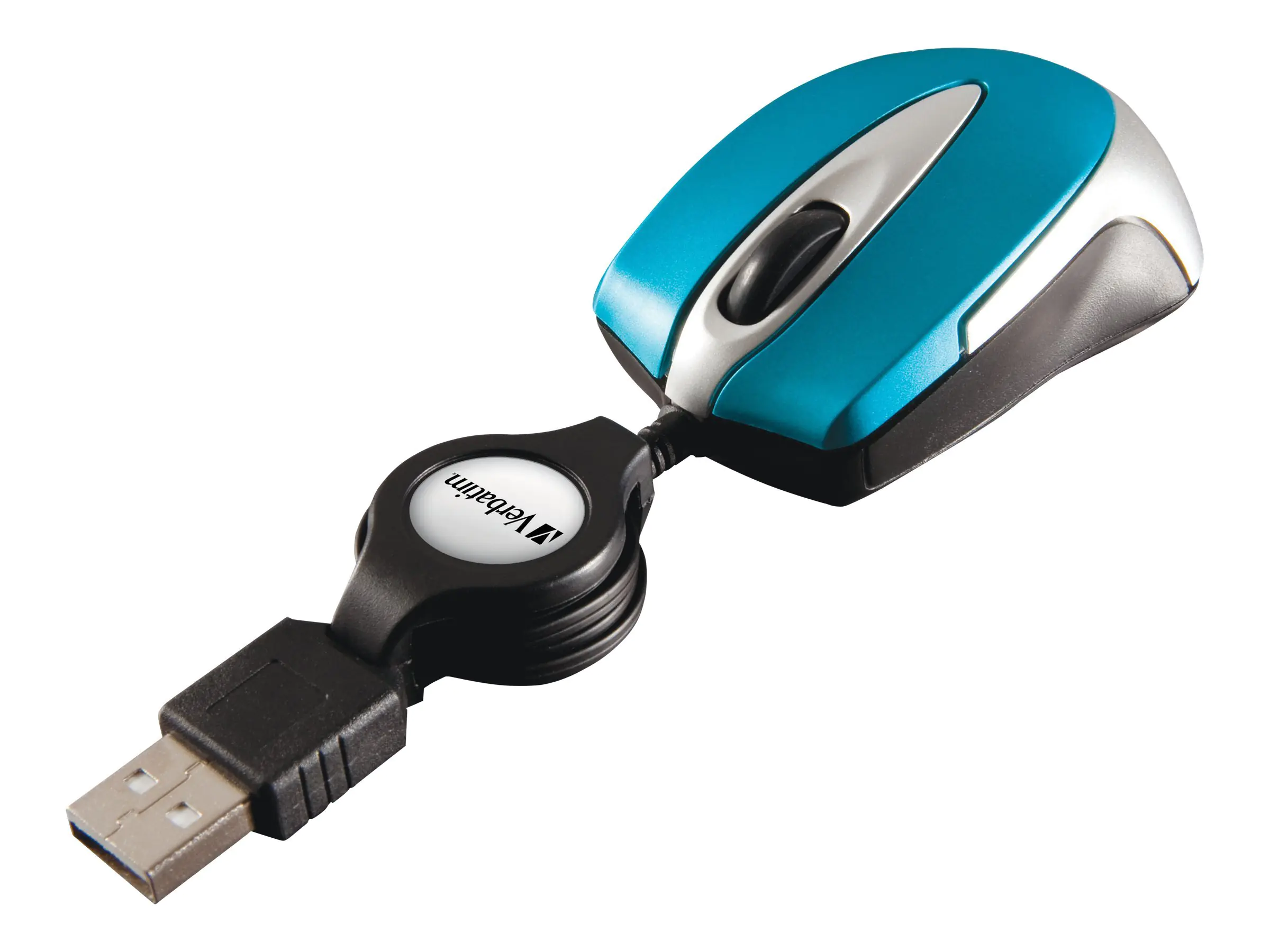 Verbatim Go Mini Optical Travel Mouse - Maus - rechts- und linkshändig - optisch - kabelgebunden - USB - Caribbean Blue