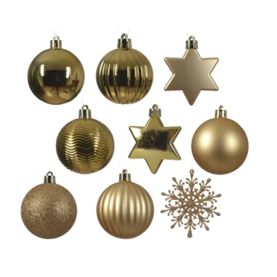 DECORIS Christbaumschmuck Mix Kunststoff gold Kugel, Stern, Schneeflocke 40 St./Pack. DECORIS Christbaumschmuck Mix Kunststoff gold Kugel, Stern, Schneeflocke 40 St./Pack.