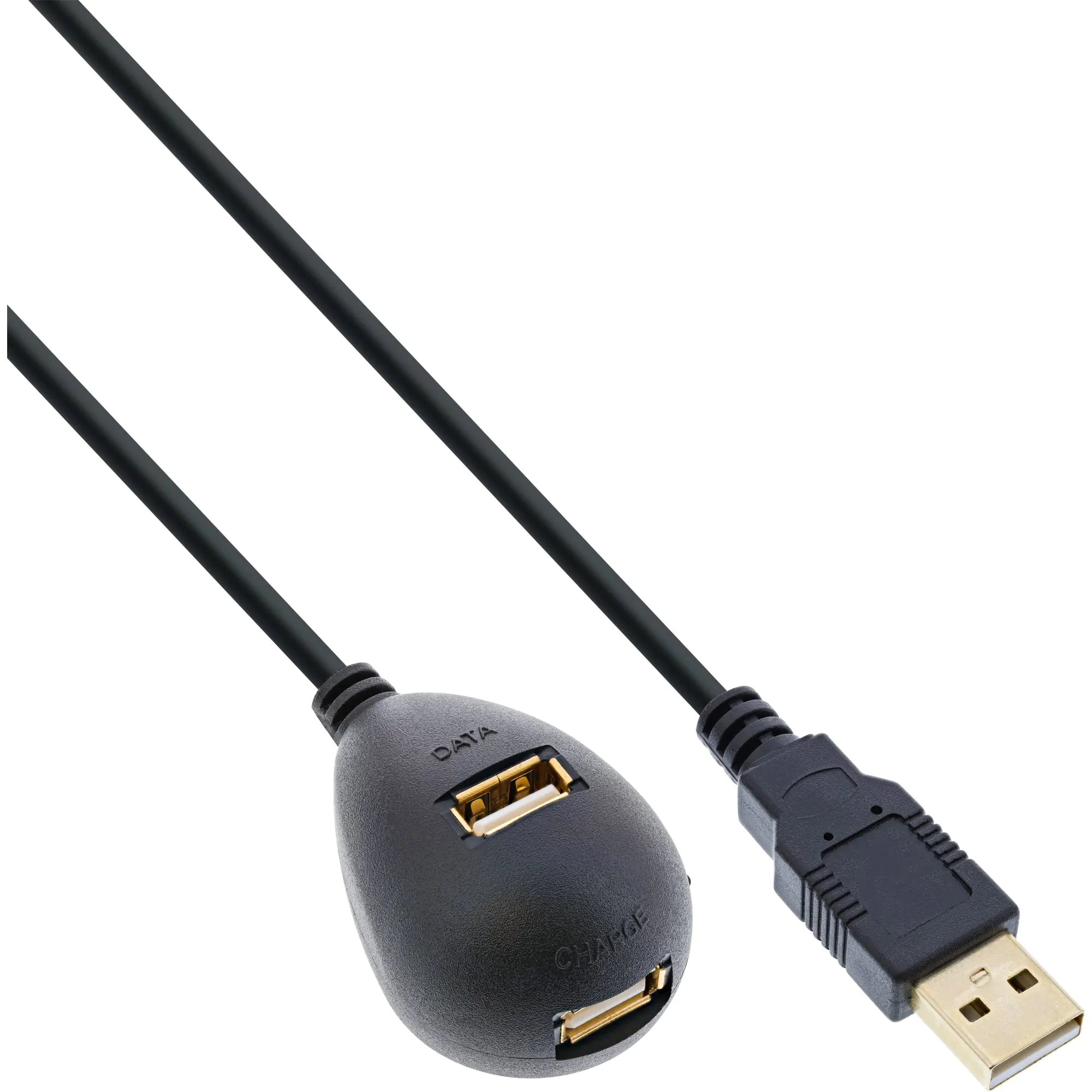 InLine - USB-Cradle - USB (M) zu USB, USB (nur Strom) (W) - 2 m - Schwarz