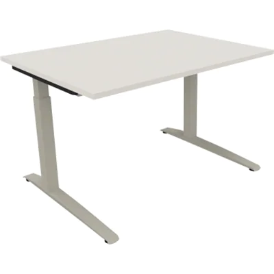Schreibtisch Kufe Einzels. Quadrat B1200xT900xH650-850 si/Weiß