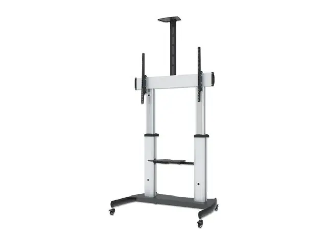 IC Intracom Manhattan TV & Monitor Mount, Trolley Stand, 1 screen, Screen Sizes: 60-100", Silver/Black, VESA 200x200 to 800x600mm, Max 100kg, Height adjustable 1200 to 1685mm, Camera and AV shelves, Aluminium, LFD, Lifetime Warranty - Wagen - für