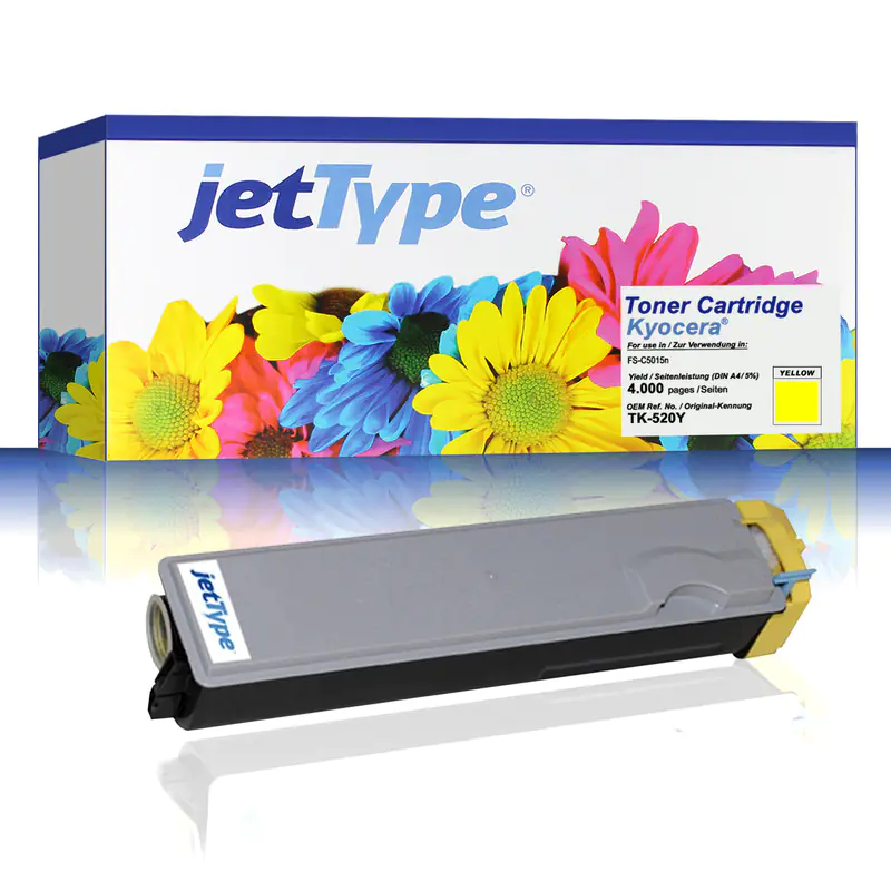 jetType Toner kompatibel zu Kyocera/Mita 1T02HJAEU0 TK520Y Gelb 4.000 Seiten 1 Stück