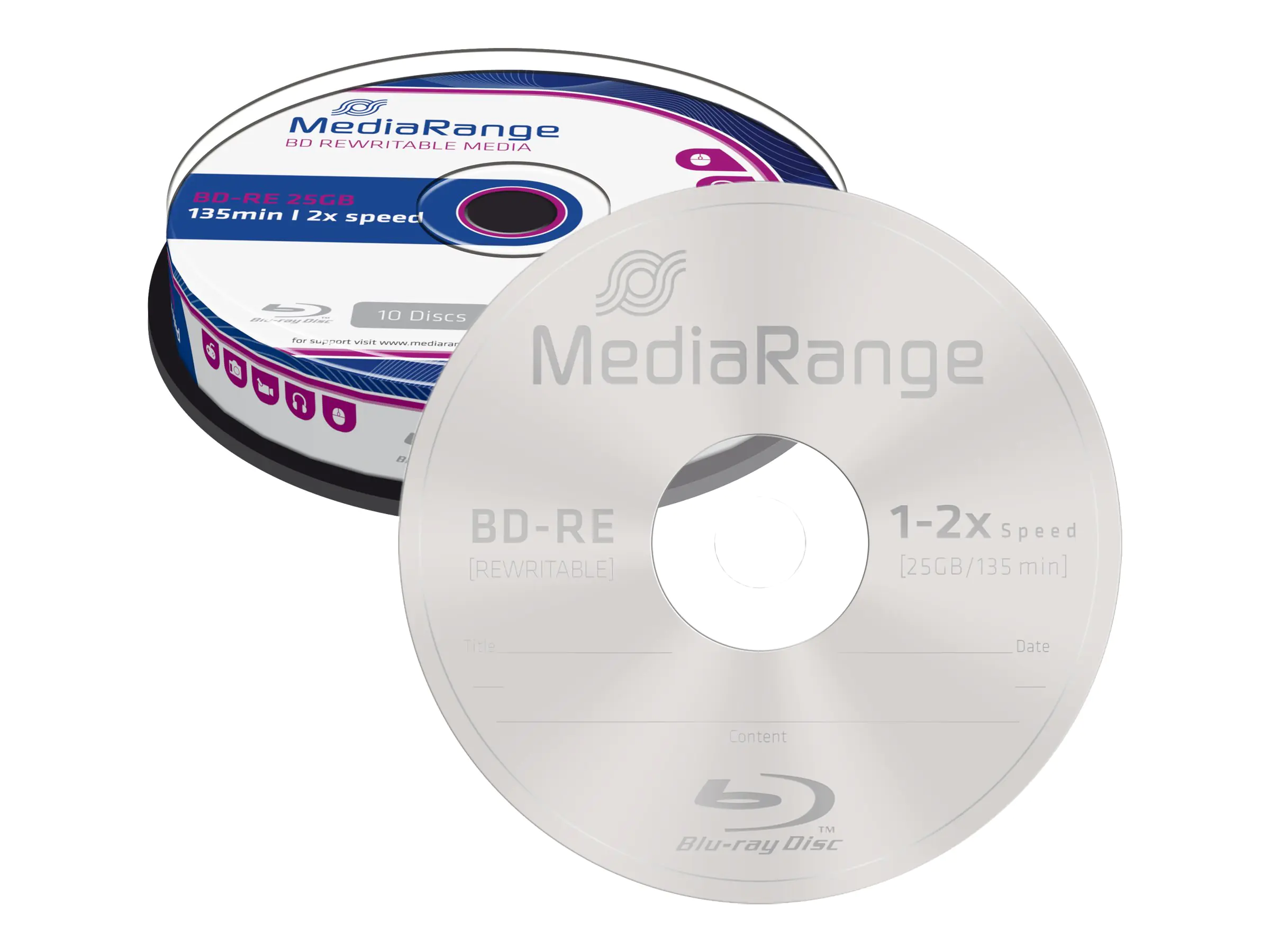MEDIARANGE 10 x BD-RE - 25 GB 2x - Spindel MR501