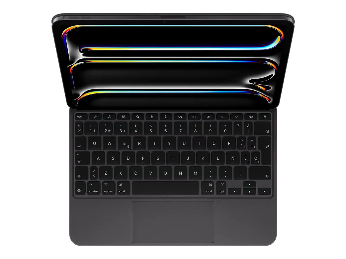 Apple Magic Keyboard - Tastatur und Foliohülle - mit Trackpad - hinterleuchtet - Apple Smart connector - QWERTY - Spanisch - Schwarz - für 11-inch iPad Pro (M4, M5) MWR23Y/A
