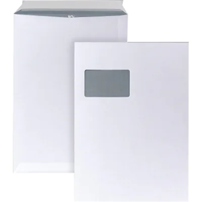 POSTHORN Versandtasche DIN C4 229 x 324 mm (B x H) mit Fenster 90g/m² mit Haftklebung Papier ohne Fadenverstärkung weiß 250 St./Pack. POSTHORN Versandtasche DIN C4 229 x 324 mm (B x H) mit Fenster 90g/m² mit Haftklebung Papier ohne Fadenverstärkung weiß 250 St./Pack.