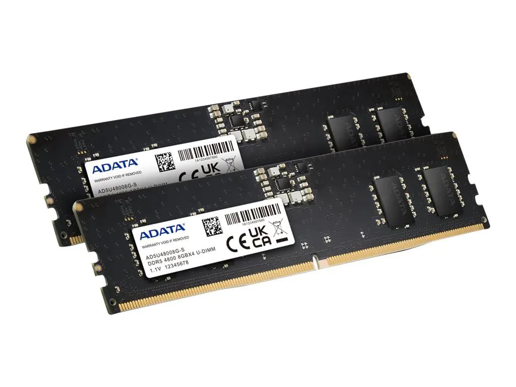 ADATA - DDR5 - Kit - 16 GB: 2 x 8 GB - DIMM 288-PIN - 4800 MHz / PC5-38400 - CL40 - 1.1 V - ungepuffert - on-die ECC - Schwarz