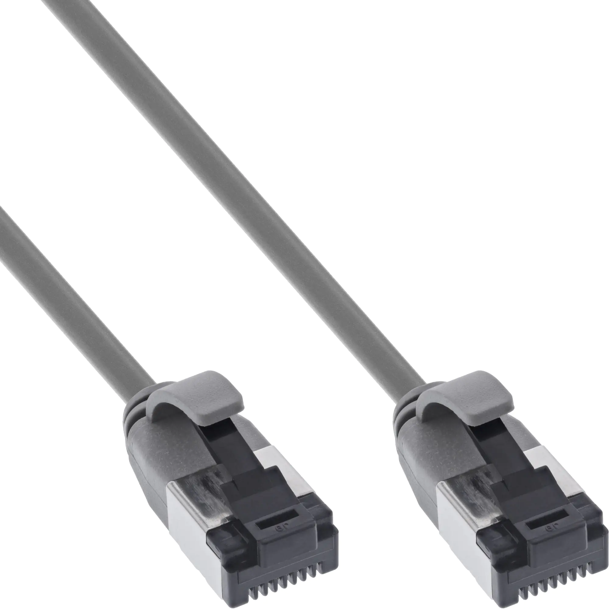 InLine - Patch-Kabel - RJ-45 (M) zu RJ-45 (M) - 10 m - 4.3 mm - U/FTP, PiMF - CAT 8.1 - ohne Haken, halogenfrei - Grau