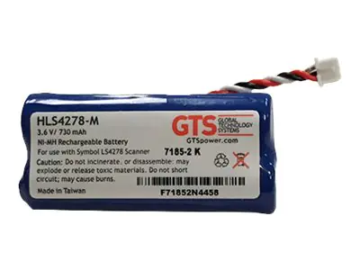 GTS HLS4278-M - Batterie für Barcodelesegerät (gleichwertig mit: Symbol BTRY-LS42RAA0E-01, Symbol 82-67705-01) - NiMH - 730 mAh - für Symbol DS6878-SR, LS4278; Zebra DS6878, DS6878-DL, DS6878-HC, DS6878-HD, DS6878-SR, LI4278