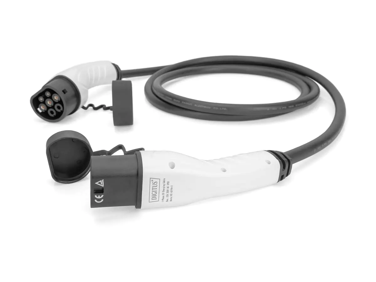 DIGITUS Verlängerungsnetzkabel - IEC 62196 Type 2 männlich Schutzkappe zu IEC 62196 Type 2 weiblich Schutzkappe DK-1P32-050