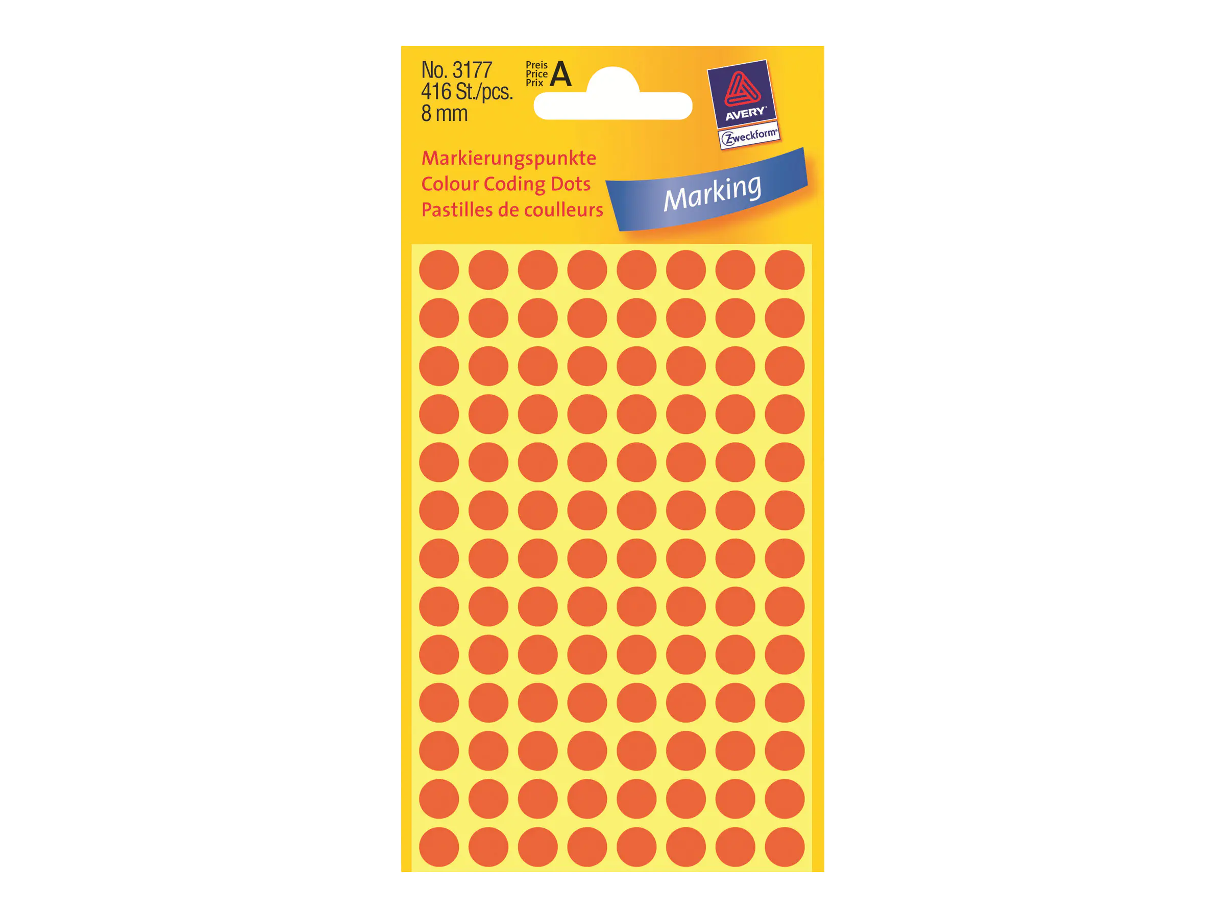 Avery Zweckform Markierungspunkt 3177 8mm leuchtrot 416 St./Pack.