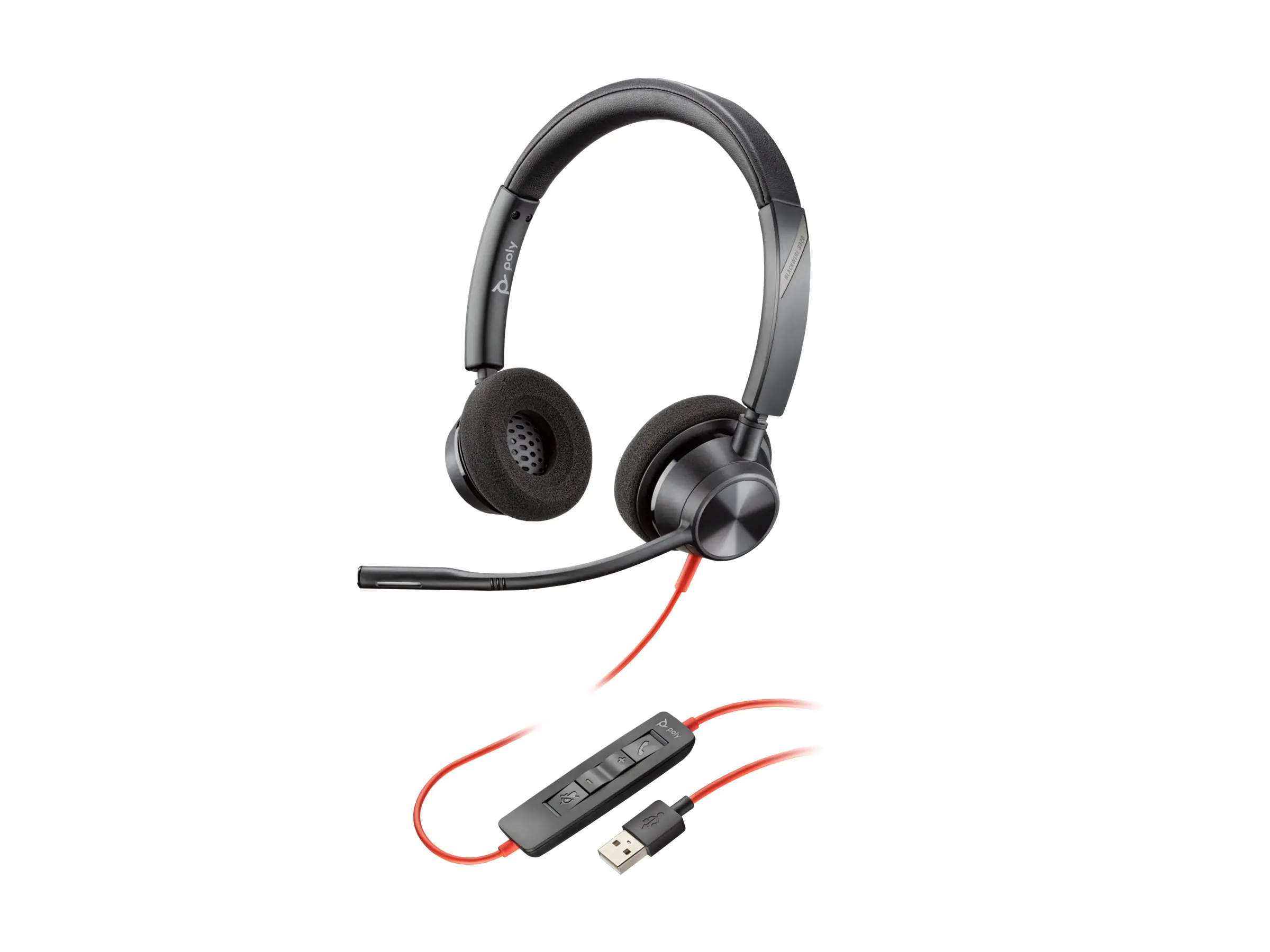 Poly Blackwire 3320 - Blackwire 3300 series - Headset - On-Ear - kabelgebunden - USB-A - Schwarz