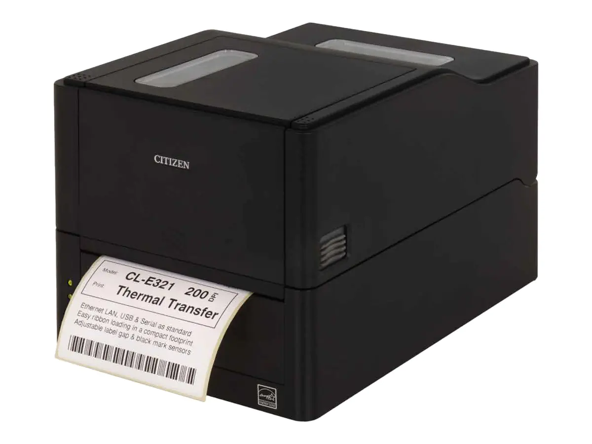 Citizen CL-E321 - Etikettendrucker - Thermodirekt / Thermotransfer - Rolle (11,8 cm) - 203 dpi - bis zu 200 mm/Sek. - USB 2.0, LAN, RS232C - Cutter - Schwarz