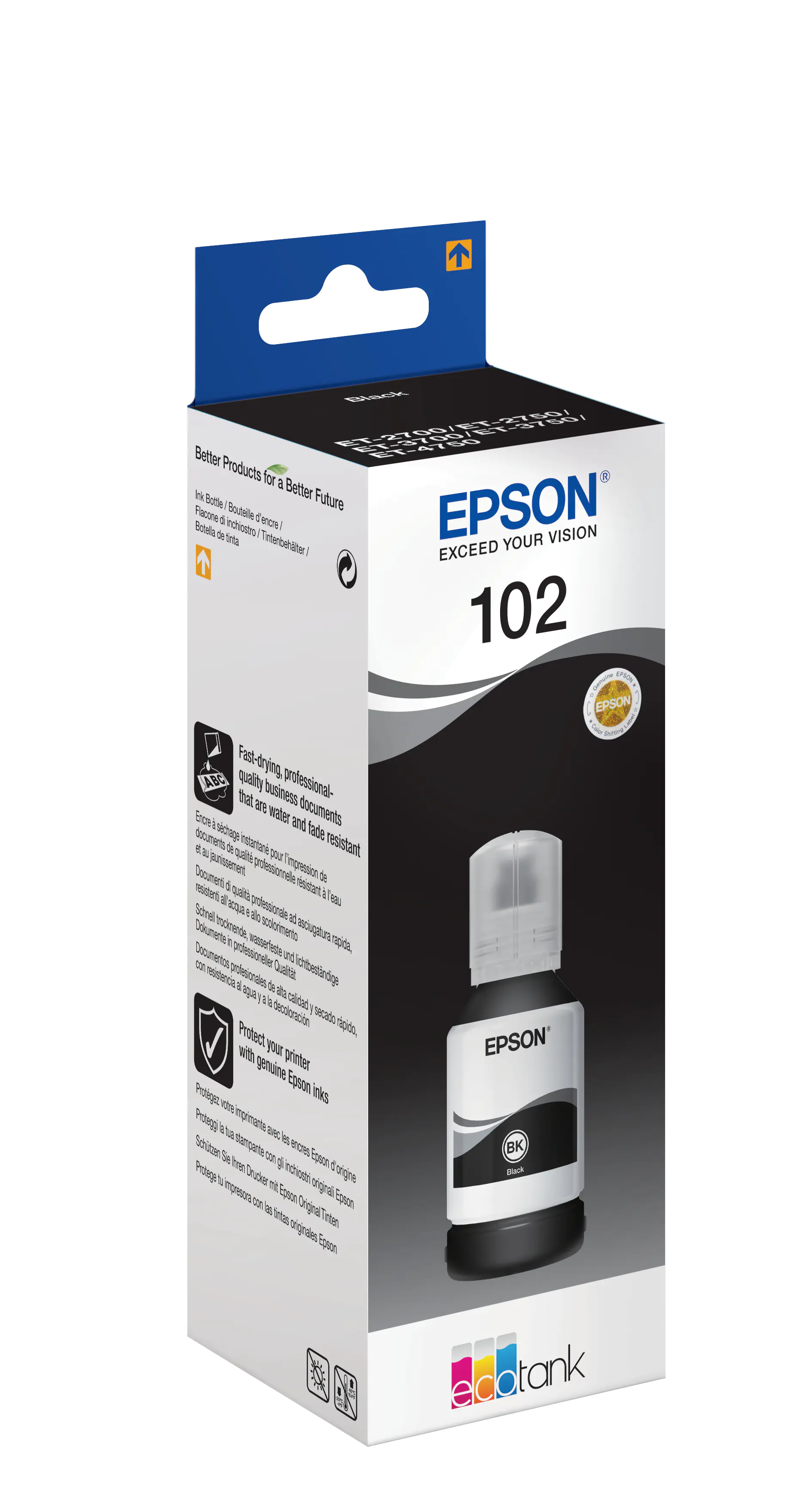 Epson 102 - 127 ml - Schwarz - Original - Tintenbehälter - für EcoTank ET-15000, 2700, 2750, 2751, 2756, 3700, 3750, 4750; Expression ET-2700, 2750, 3700